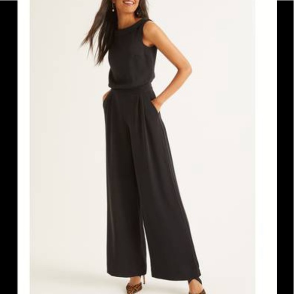 BODEN Black Jumpsuit Velvet Belt Flare Leg - Picture 8 of 8